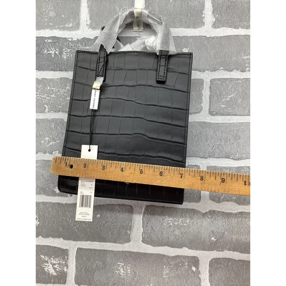 Marc Jacobs Black Croc Embossed Leather Mini Tote Bag H017L01RE22-001 NWT